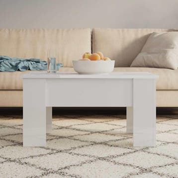 vidaXL Salontafel 79x49x41 cm bewerkt hout hoogglans wit, Minder dan 50 cm, 50 tot 100 cm, Verzenden, Nieuw