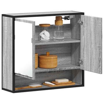 vidaXL Badkamerspiegelkast 65x20x60 cm bewerkt hout grijs, Verzenden, Nieuw