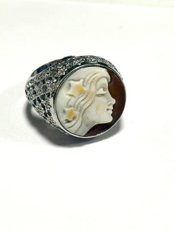 Zilver - Ring - cameo in schelp uit Sardinië