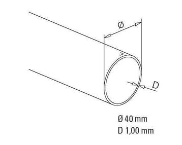 RVS buis ø 40 mm - diverse afmetingen, Verzenden