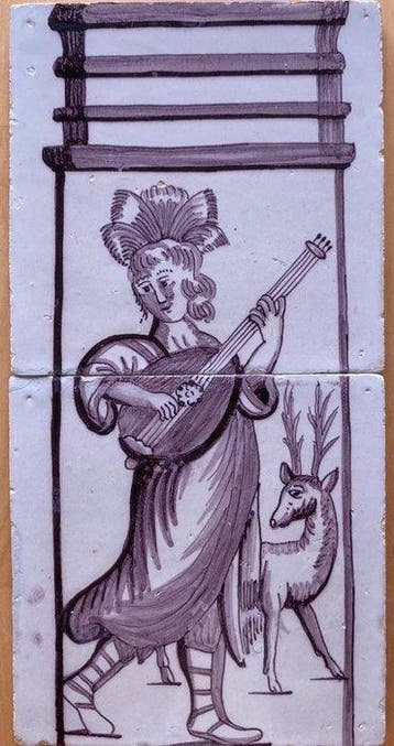 Tegel (2) - Artemis godin van de jacht - 1700-1750, Antiek en Kunst