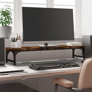 vidaXL Monitorstandaard 85x23x15,5 cm bewerkt hout gerookt, Verzenden, Nieuw