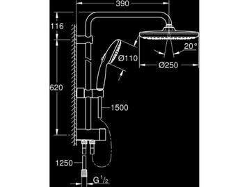 GROHE Vitalio Start 250 - Douchesysteem - Hoofddouche 25 cm, Verzenden, Zo goed als nieuw