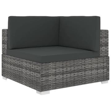 vidaXL Hoekbank 1 st met kussens poly rattan grijs, Verzenden, Nieuw