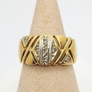 Ring - 18 karaat Geel goud - 0.03ct. tw. Diamant, Nieuw