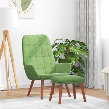 vidaXL Relaxstoel met voetenbank fluweel lichtgroen, Verzenden, Nieuw
