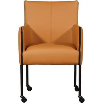 Leren eetkamerstoel More - Toledo Sabbia (lichtcognac) -, Huis en Inrichting, Stoelen, Ophalen of Verzenden, Nieuw, Leer, Bohemian, Industrieel, Modern, Scandinavisch