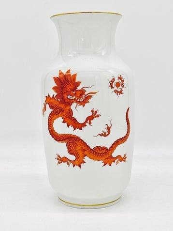 Meissen - Vaas - Roter Mingdrache, 30 cm - Porselein, Antiek en Kunst, Antiek | Glas en Kristal