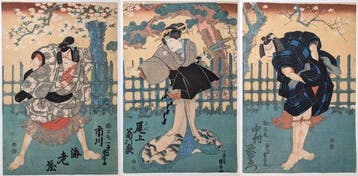 KUNIYOSHI • Sata-dorp • set van 3 portretten van acteurs •