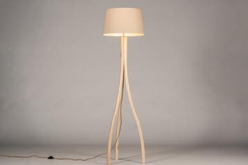 Rietveld Vloerlampen - Beige, Zand, Hout - Stof, Hout, Verzenden, Nieuw