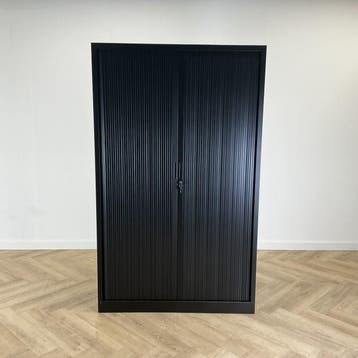 roldeurkast vv 4 legborden en sleutel  198x120x43 cm, zwart-, Ophalen of Verzenden, Gebruikt