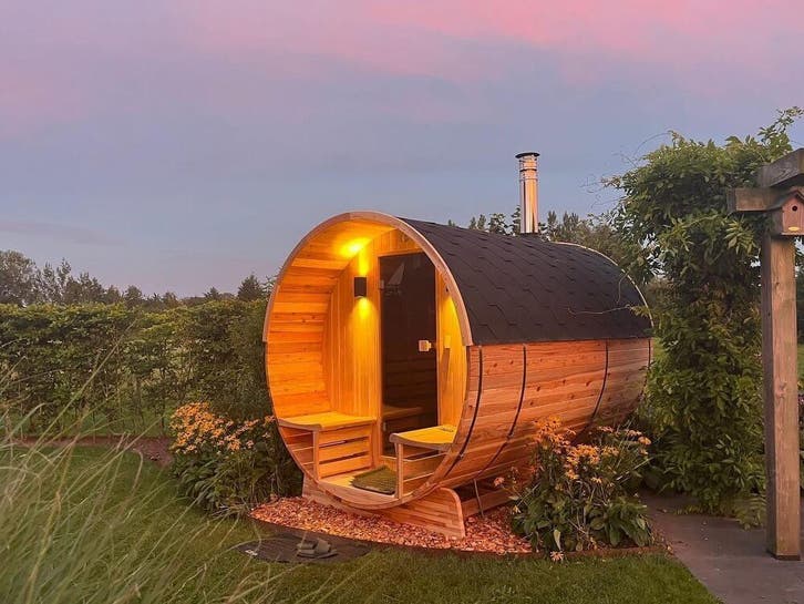 Barrelsauna TR170 | 2pers | Red Cedar | v.a. €3.495, Sport en Fitness, Sauna, Fins of Traditioneel, Complete sauna, Nieuw, Ophalen of Verzenden