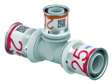 Uponor S-Press Plus PPSU perskoppeling Ø25x20x25 T-stuk, Verzenden, Nieuw