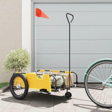 vidaXL Fietstrailer oxford stof en ijzer geel en zwart, Fietsen en Brommers, Verzenden, Nieuw