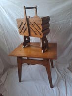 Bijzettafel - Hout - Vintage tafel en naaidoos, Antiek en Kunst