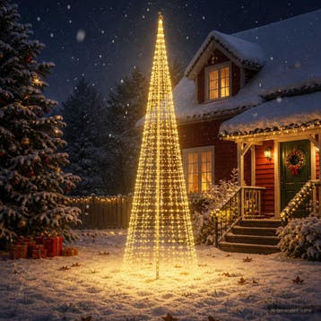 vidaXL Kerstboomverlichting met grondpen en vlaggenmast 500, Verzenden, Nieuw