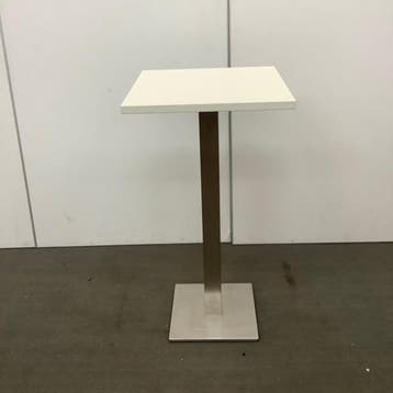 statafel op metalen poot, Hoogte 113 cm, Wit - RVS, Ophalen of Verzenden, Gebruikt