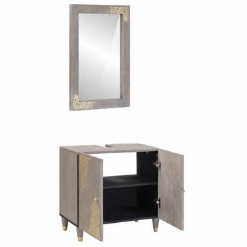 vidaXL Badkamerkastenset 2 st Grijs 62 x 33 x 58 cm Massief, Verzenden, Nieuw, Overige typen