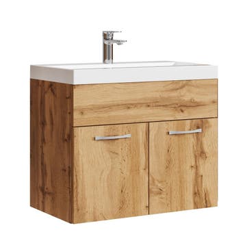 Badkamermeubel Montreal Set 01 60 x 35 cm Eiken Badmeubel, Verzenden, Nieuw, Wastafelkast