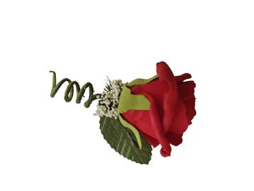 Corsage Roos Rood CEM259 foam met blad Maatwerk, Ophalen of Verzenden, Nieuw