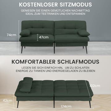 Slaapbank 2 persoons - Logeerbed - Bedbank - 174x51x72 cm -, Verzenden, Zo goed als nieuw