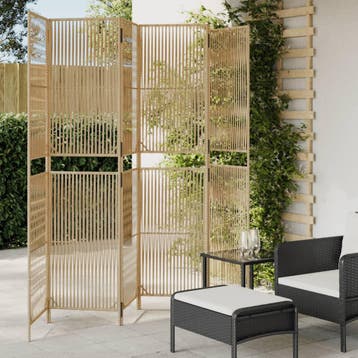 vidaXL Kamerscherm 6 panelen poly rattan beige, Huis en Inrichting, Verzenden, Nieuw