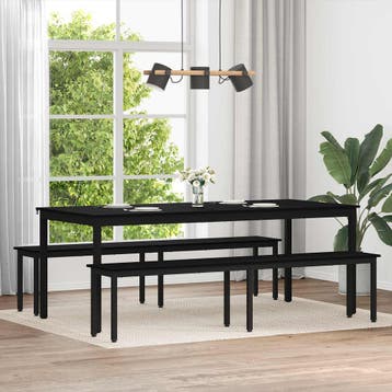 vidaXL Bank Zwart Eiken 200 x 35 x 45 cm Bewerkt hout, Verzenden, Nieuw, Hout