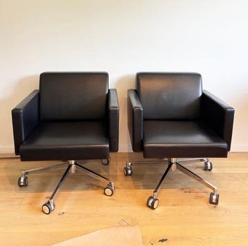 Poltrona Frau - Fauteuil (2) - Bureaustoel - Leder,, Antiek en Kunst, Antiek | Meubels | Stoelen en Banken