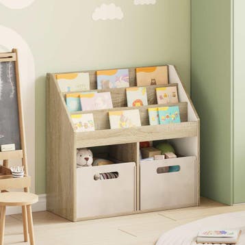 vidaXL Kinderen Boekenkast met opslag Sonoma Eiken 72,5 x, Huis en Inrichting, Woonaccessoires | Krantenbakken en Lectuurbakken