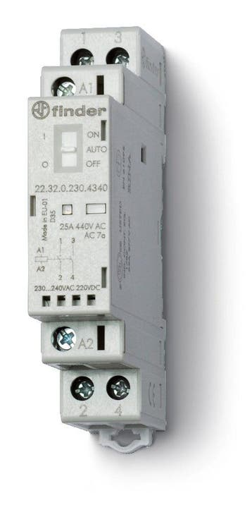 Finder 25A Dubbele NO Modulaire Contacteur Met LED 12V AC/DC, Verzenden, Nieuw, Overige typen