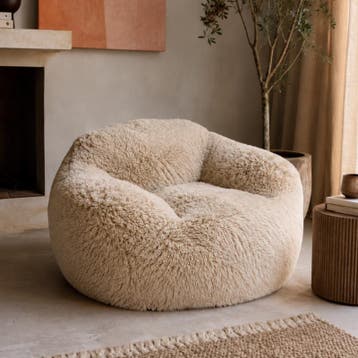 Loungestoel faux fur - 99 x 99 x 69 cm, Tuin en Terras, Verzenden, Nieuw
