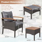 LIVSK Tuinmeubelset - Handgevlochten PE-rotan - Acaciahouten, Verzenden, Nieuw