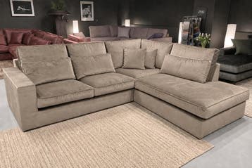 Hoekbank Leusden-Express - velvet banken - Taupe, Nieuw, 150 cm of meer, Stof, 250 tot 300 cm