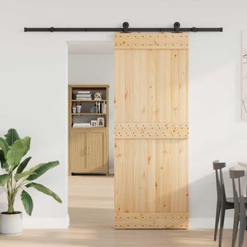 vidaXL Schuifdeur NARVIK 80 x 210 cm (213,5 cm) Naturel en, Doe-het-zelf en Verbouw, Deuren en Horren, Verzenden, Nieuw
