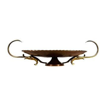 Kom - Brass and Copper Pedestal Bowl with Sculptural Duck