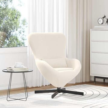 vidaXL Eivormige stoel Crème 63 x 73 x 90 cm Stof, Huis en Inrichting, Fauteuils, Verzenden, Nieuw