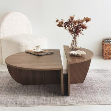 Asir Koffietafel 552NOS2234 Okkernoot van 140 voor 39, Overige materialen, 50 tot 100 cm, Rond, Nieuw