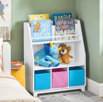 Kinderboekenkast met Opbergvakken en 3 Opbergmanden, Verzenden, Nieuw