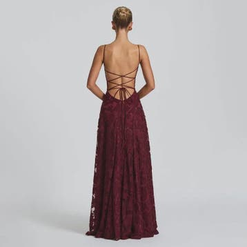 Elegante Jacquard Maxi Jurk met Blote Rug en Vierkante Hals, Verzenden, Nieuw