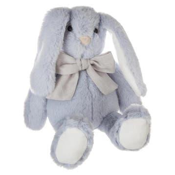 Konijn knuffel met strikje - lichtblauw - pluche - 30 cm, Verzenden, Nieuw