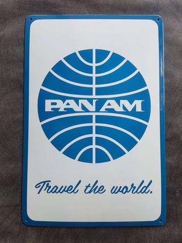 Pan Am - Pan Am Travel the world enamel sign Pan American