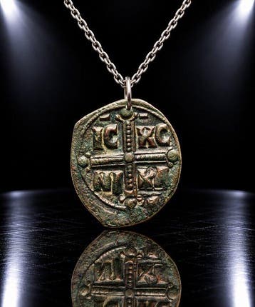 Byzantijns Brons Het in juwelen versierde Kruis van Christus