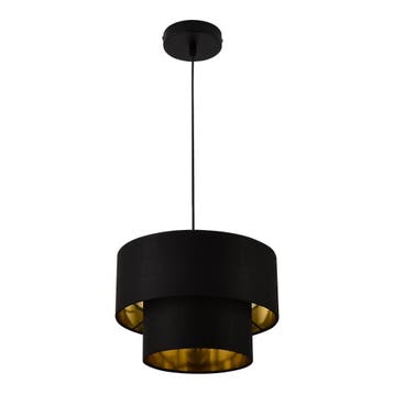 Design hanglamp Lopar 149 cm metaal en stof E27 Ø30 zwart, Verzenden, Nieuw