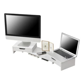 [en.casa] Monitorstandaard verhoger Marttila 60x22x11 cm wit, Verzenden, Nieuw in verpakking