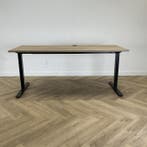 verstelbaar bureau 180x80 cm,  natuur eiken  - zwart, Ophalen of Verzenden, In hoogte verstelbaar, Gebruikt