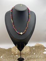 Turmalijn met Rondelle Witte Parel Ketting en Oorbellen -