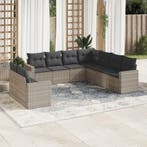 vidaXL 9-delige Loungeset met kussens poly rattan lichtgrijs, Verzenden, Nieuw, Rotan, Loungeset