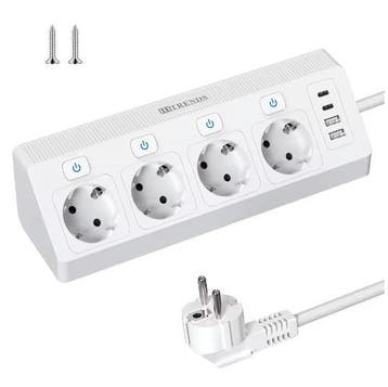 Stekkerdoos met USB en Schakelaars 2m Verlengsnoer, Verzenden, Nieuw