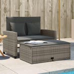 vidaXL Tuinbank 2-zits met kussens poly rattan grijs, Tuin en Terras, Tuinsets en Loungesets, Verzenden, Nieuw, Rotan
