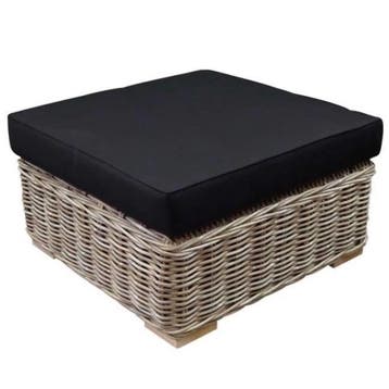 Nissah voetenbank 75x75xH43 cm naturel rotan - olefin black, Ophalen of Verzenden, Nieuw